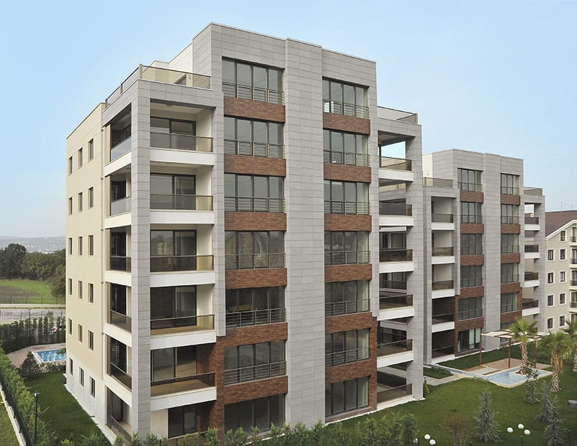 Frontek porcelain cladding — luxury apartment complex, Turkey