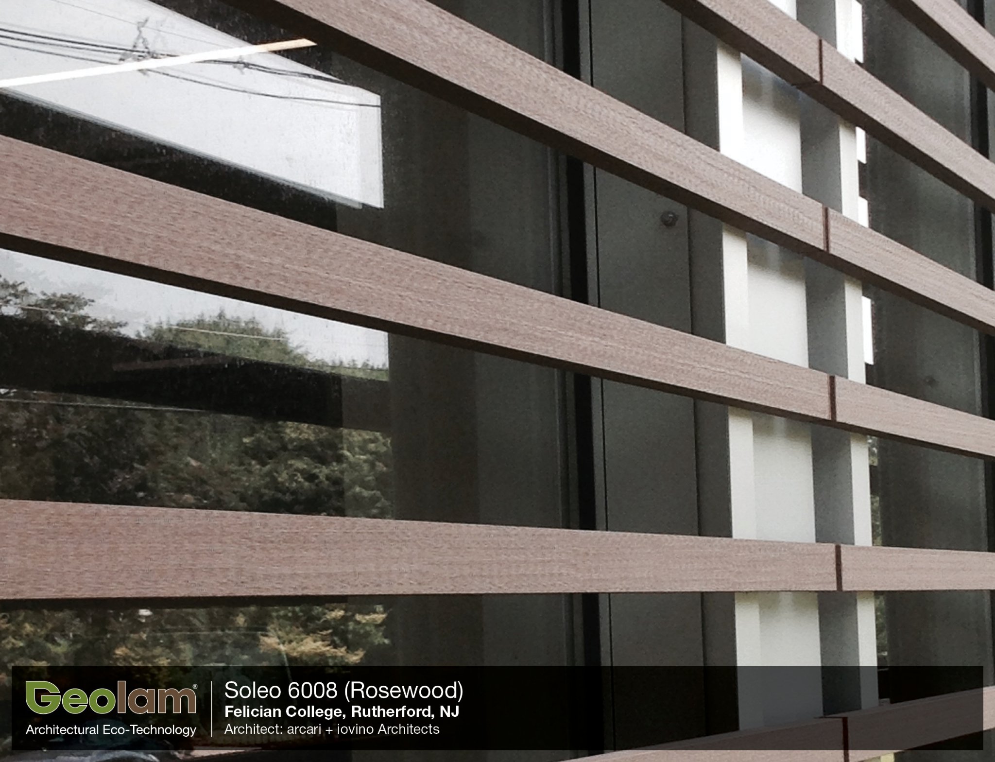 Geolam architectural elements — curved screen facade detail